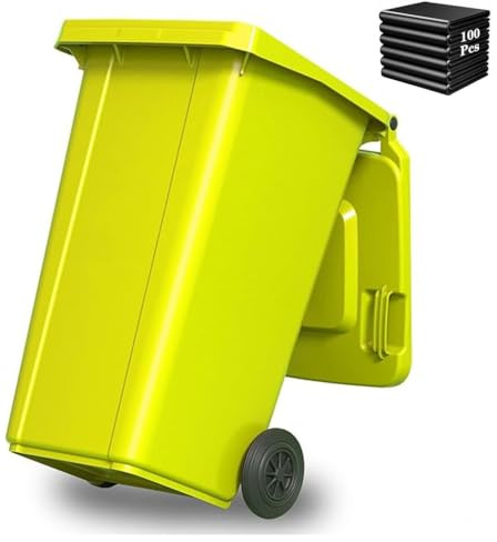 UCKYSU Contenedor Basura Con Ruedas For Exteriores Con Tapa Ruedas Gran Capacidad Duradero For Patio Terraza Carretera(Yellow,120L)
