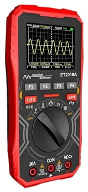 TIEOAXFT Osciloscopio Digital portátil ET2010A de 1 MH/z, 2,5 Msps, multímetro automático de Verdadero Valor eficaz, CA 10 A, 600 V, comprobador de Alto Voltaje