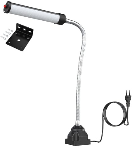 24W LED Arbeitsleuchte,2400Lumen Flexible Gooseneck Arbeitsleuchte mit Schraube Fixation Base,Industrielle Beleuchtung für Drehmaschine CNC Fräsen Bohrpresse Nähmaschine,Langlebige Werkstattlampe für
