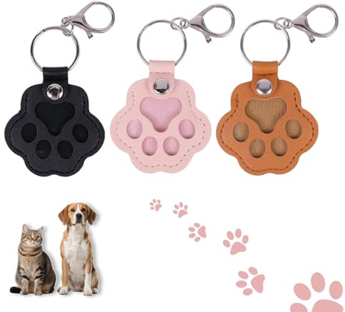 3 Porte-clés de Rangement Pour Poils d'animaux de Compagnie Porte-clés en Cuir en Forme De Patte De Chat Porte-clé s Pour Poils de Chien Porte-ornement Pour Sacs (Noir/rose/brun clair)