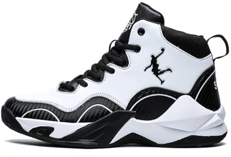 Scarpe da basket da uomo classiche scarpe da ginnastica da uomo alte traspiranti antiscivolo fitness scarpe sportive da corsa a piedi, Bianco 1, 42 1/3 EU