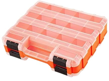 Caja organizadora de herramientas, caja de almacenamiento de 34 compartimentos, organizadores de hardware de doble cara con divisor extraíble organizador de compartimento extraíble