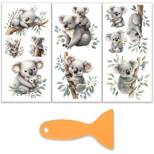 OLYCRAFT 3 Stück/Set Aquarell Koala Transferfolie Zum Aufreiben Für Möbel Und Bastelarbeiten 15x30cm Süßer Koala Transferaufkleber Koalas Auf Baummöbelaufkleber Mit Schaber Für Holzkommode