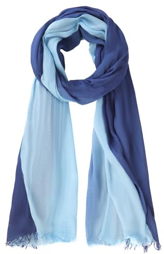 Monbessi Damen Dünner Schal Zweifarbiger Farbverlauf Leichter Schal Baumwolle Tücher Damen Mode-Accessoires Geeignet für Alle Jahreszeiten(Blau-Mix)