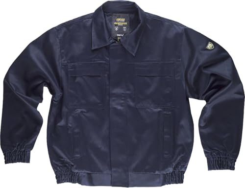 WORKTEAM Cazadora Ignífuga y Antiestática con cremallera oculta. IGNIFUGO EN11612 Y ANTIESTATICO EN1149-5. Unisex Marino L