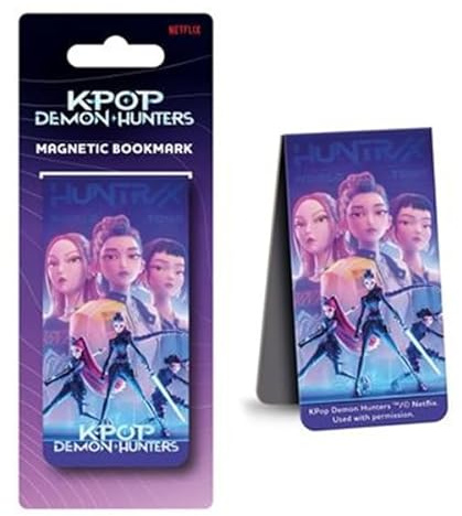 K-POP Demon Hunters Magnetisches Lesezeichen (Trio), offizielles Lizenzprodukt, doppelseitiges faltbares Seitenmarker, ideal für Manga, Tagebücher & Lernnotizen