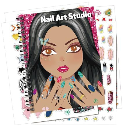 Nagellack Malbuch Kreativset - Fingernail Design Ordner Mit Aktivitäten, Sticker Und Malvorlagen, Perfekt Für Zuhause, Schule, Kindergarten, Reisezimmer | Junge Mädchen Teenager Kreatives Spiel