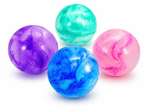STUWU Marmorball 4er Set Ø 30 cm – 4 Farben Marble Gummibälle inkl. Ballnadel – Große Hüpfbälle für Kinder & Erwachsene, Garten, Sport & Freizeit