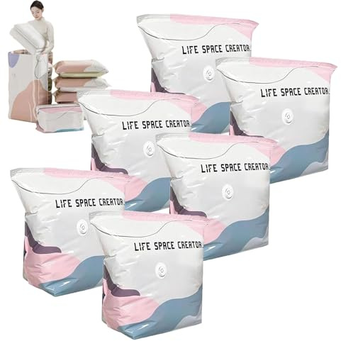 Life Space Creator Storage Bags,Aufbewahrungsbeutel,No‑pump 3D Vacuum Storage Bags,Vakuum-Aufbewahrungsbeutel Ohne Pumpe,Für Kleidung,Decken,Bettwäsche Und Bettdecken (M 6pcs)