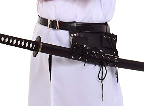 BLESSUME Schwerthalter mit Gürtel für mittelalterlich LARP Cosplay, schwarz Schwertgürtelhalter Für EIN Schwert