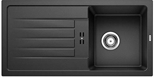 Blanco FAVUM 45 S – Moderno Fregadero Encastrado de Granito – Modelo Básico en SILGRANIT para Muebles Bajos de 45 cm de Ancho – Gris Antracita/Alumetálic – 524227
