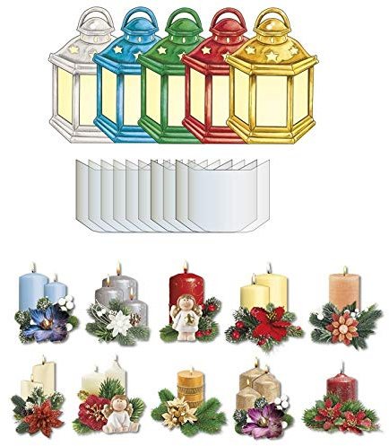 Ideen mit Herz 3-D Sichtfolien-Grußkarten Laterne, inkl. 3-D Motive Kerzen Winterzeit & Umschläge, 40-teilig