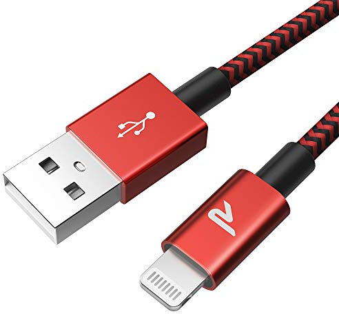 RAMPOW Cavo Lightning [Certificato Apple MFi] Caricatore Cavo iPhone Compatibile con Apple iPhone 11 Pro/11/X/XS/XS Max/XR/8/8 Plus/7/7 Plus/6s/6s Plus/6/6 Plus/5c/5s/5, iPad, iPod - Rosso, 1M