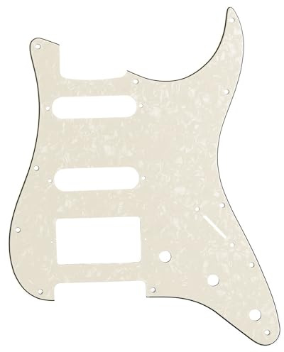 Musiclily Pro 11 Löcher HSS Pickguard Schlagbrett 4 lagig Aged White Pearl | für American Modern Style Stratocaster E-Gitarre