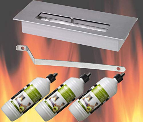 Edelstahl Bio Ethanol Brenner + 3 Liter Ethanol Gelkamine Brenngel Kamin