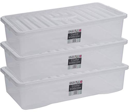 #11 3x Aufbewahrungsbox mit Deckel 42L 80x40x18cm transparent stapelbar