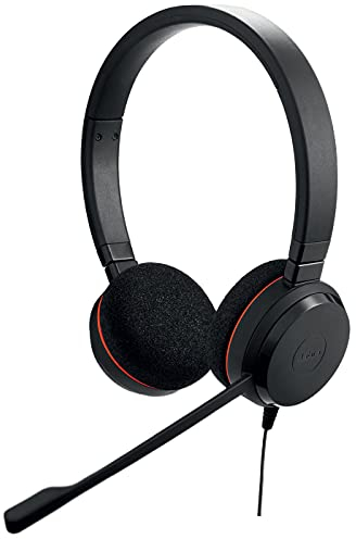 Jabra Evolve 20 Stereo-Headset - Microsoft-zertifizierter Kopfhörer mit passiver Geräuschunterdrückung, einfacher Anrufverwaltung, LED-Anzeigen, Plug & Play, USB-C mit Controller - Schwarz