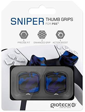 Gioteck - Stg Ps5 - Funda Protectora de Silicona para Mando Ps5, Protección para Joysticks, Antideslizante, Precisión Grips para Playstation 5 Azul y Negro (Ps5)