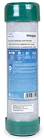 Whirlpool Undersink Premium Carbon Block Filter WHKF-DB2, 0.5 Micron Rating Reduces Mercury, Lead, Cysts, Asbestos, 6-Month Life, Use for Home Drinking Water Filtration or Reverse Osmosis System