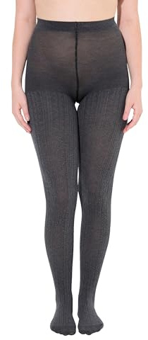 Ulla Popken Damen große Größen Übergrößen Plus Size Strickstrumpfhose, modisches Zopfmuster, warm