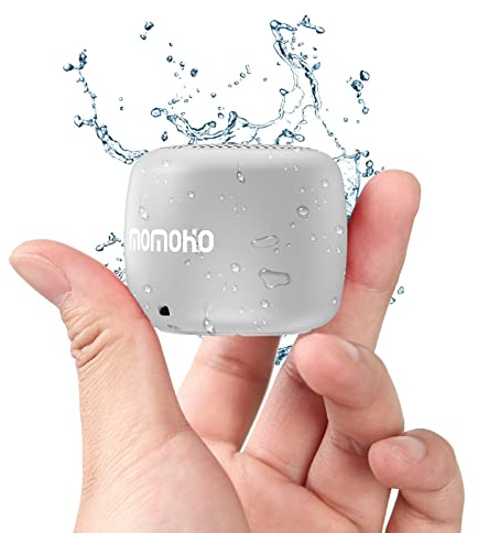 Momoho Mini Bluetooth Lautsprecher Wasserdicht Tragbarer Wireless Lautsprecher Kurz Design IPX7 Wasserdicht Kleiner Lautsprecher TF Karte Spielunterstützung für Outdoor, Dusche, Party, Wandern (Grau)