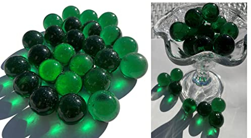 FAIRY TAIL & GLITZER FEE 25 Große Glaskugeln Durchsichtig Grün 27mm 500g Murmeln Murmel Dekokugeln Grüne Glas Kugel