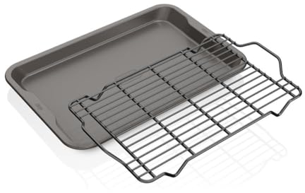 Ninja B32102 Foodi NeverStick Premium 2-teiliges Backblech-Set, antihaftbeschichtet, ofenfest bis 250 °C, mit 25,4 x 38,1 cm Backblech und 25,4 x 38,1 cm Kühl-/Bratrost, spülmaschinenfest Grau