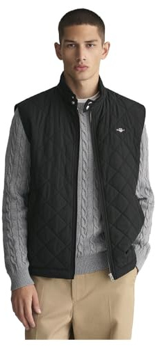 GANT Quiltad vindjacka för män, väst, svart, standard, svart, XS