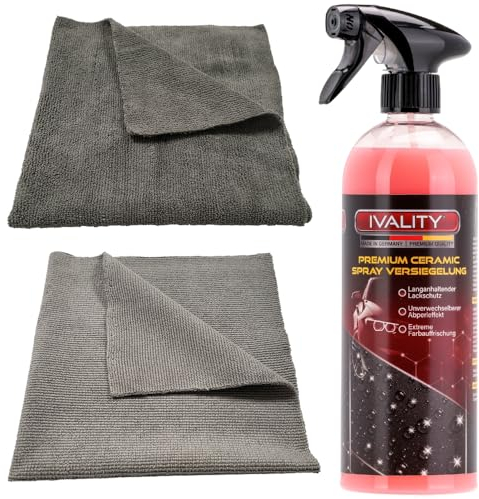 IVALITY® Ceramic Versiegelung Auto mit Abperleffekt 750ml - Schützt den Lack und gibt neue Farbtiefe - Keramikversiegelung Auto, Scheibenversiegelung auto, Lackversiegelung, Spray Versiegelung