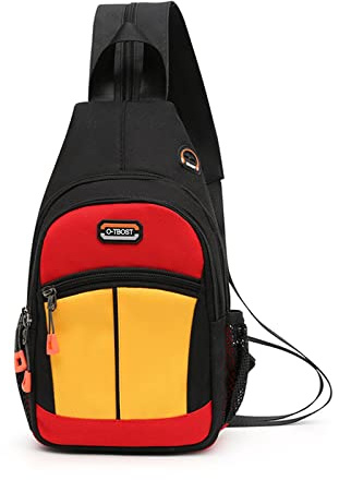 FANDARE Damen Brusttasche Sling Bag Schulrucksack Sporttasche Herren Schulranzen Umhängetaschen Crossover Rucksack Schultertasche für Outdoor Reisen Camping Wanderrucksäcke DaypacksSchwarz Rot A