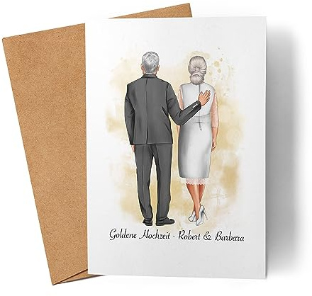 Kiddle-Design Pärchen Karte Personalisiert Goldene Hochzeit Silberne Hochzeit Silberhochzeit Jubiläum Glückwunschkarte Jahrestag Hochzeitstag