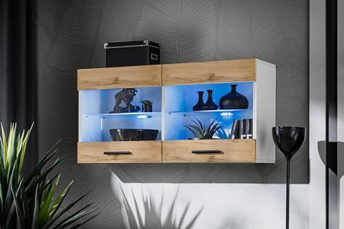 Komodee Vitrine Savona Wotan/Weiß 100x50x30 cm
