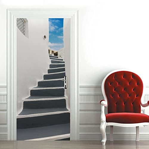 3D Türaufkleber Abstrakte Treppe Türtapete Wandbild Selbstklebend PVC Wasserdicht Abnehmbar Türfolie TürPoster Fototapete Wohnzimmer Schlafzimmer küche bad büro Dekoration B90 x H200cm