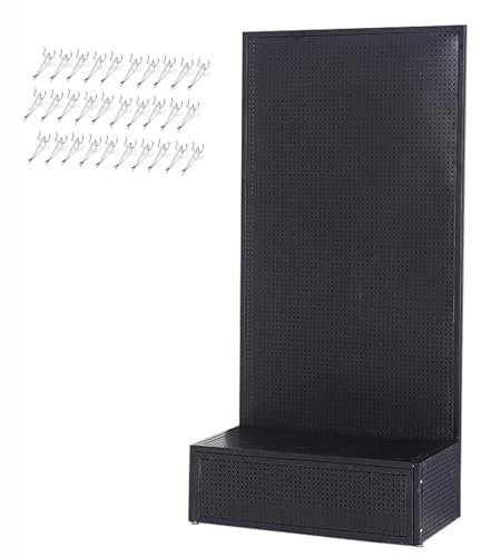 XRRJFYH Pegboard Metallo con Ganci, Grande Pannello Portautensili, Pannello Porta Attrezzi, Parete Attrezzata Officina per Garage, Cucina, Ufficio, Giochi (Color : Negro)