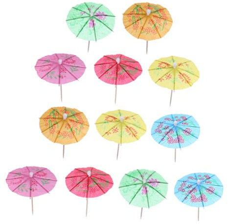 MAGICLULU 288 Piezas Signo de Coctel Palillos de Paraguas de cóctel selecciones de cócteles tortas de Frutas palillo de decoración de Pastel Adornos de Frutas Manual