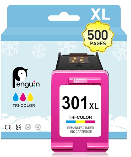 Penguin Druckerpatronen 301 XL für HP 301XL für Deskjet 1000 2000 2050 3050 Envy 4500 5530 Officejet 2620 4630 Drucker (1 Farbe) für HP 301 Druckerpatronen Farbe