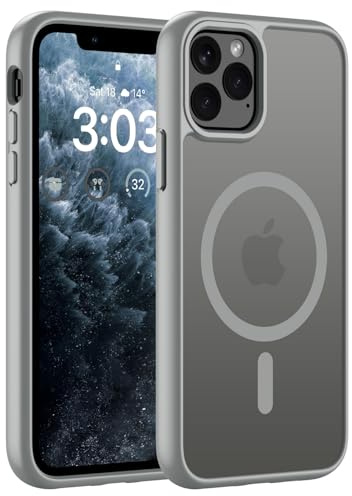 ORDA für iPhone 11 Pro Hülle, Kompatibel mit MagSafe, Grau | Durchscheinend Rückseite, Matt Magnetische Handyhülle, Stoßfest Kratzfeste Schutzhülle