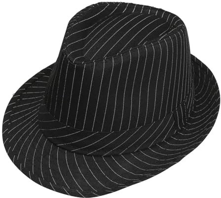 FULUJIDI Fedora Trilby Filzhut Hut Lässige Hut-Retro-Zylinder Gestreifte Jazz-Hut-Bühnen Hüte Für Frauen Schwarz