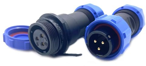 Conector Enchufe de aviación SP17 de 3 pines, IP68 Enchufe sin soldadura impermeable y a prueba de polvo para lámparas exteriores utiliza 500 V 10 A (engarzado de tornillo de cable 14 AWG)