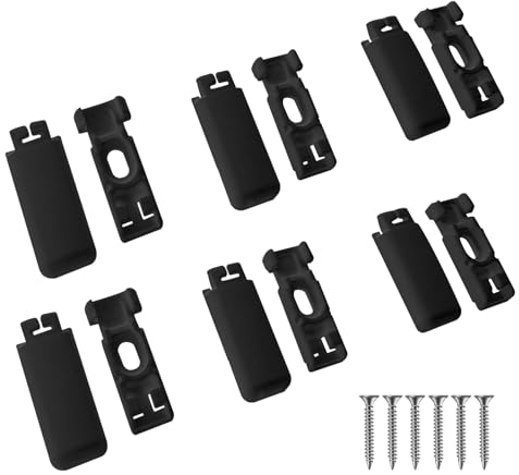 6Kit 12 Stück Spannschuhe für verspannte Plissees,Plissee Ersatzteile klemmträger,für Klebeträger und Stick & Fix Front Klebeplatten（schwarz）