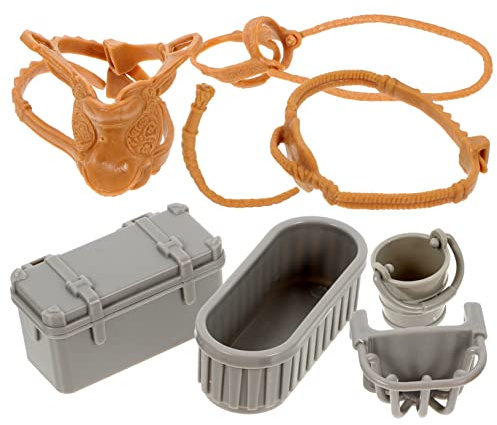 VICASKY 1satz Miniatur Bauernhof Zubehör Teiliges Modell Mit Pferdesattel Und Futterkorb Realistische Dekoration Für Spielzeug Und Mikrolandschaft