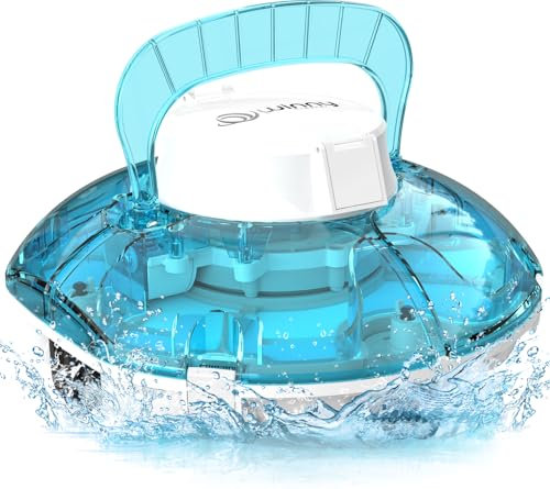 WINNY POOL CLEANER Winny 200 Robot Piscina, Piscina Senza Fili con Batteria, Autonomia 75 Min per Piscine Fuori Terra 60 m², Doppia Filtrazione, Parcheggio Automatico (Trasparente Blu-Bianco)