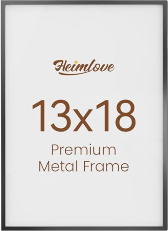 Heimlove 13x18 Metal Picture Frame,Black Aluminum Photo Frames-Real Tempered Glass,Wall Gallery Poster Puzzles Artwork frame Mounting Horizontally or Vertically Decor for Wall-1Pack
