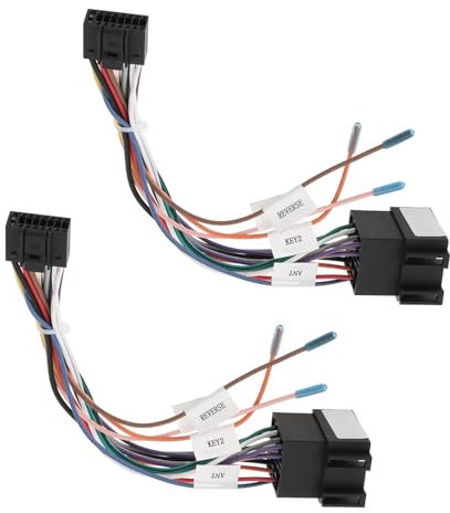 OTOTEC 2 Stück ISO DIN 16 Pin Kabeladapter für Autoradio Kabelbaum Adapter für Installation mit 16-poligem Stecker