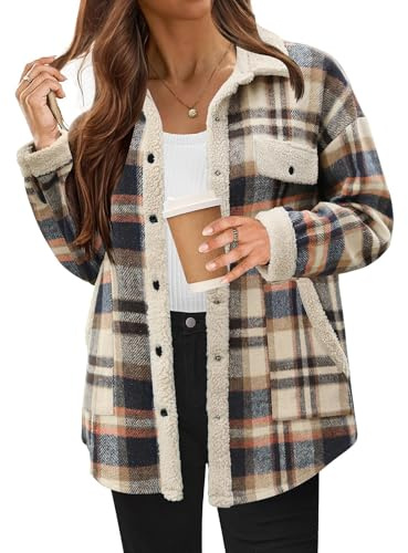 Lxitoler Chemise À Carreaux En Flanelle Pour Femme Manches Longues Chemise Boutonnée En Velours Côtelé Manteau Polaire Chemisier Élégant Chemise Classique Coton Plaid Veste