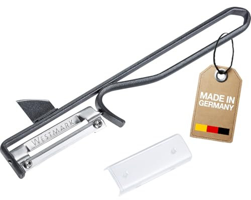 Westmark Pelador de patatas, 1 pieza, Pelador de patatas ergonómico de acero con hoja de acero inoxidable, Pelador universal para verduras y frutas, Antracita