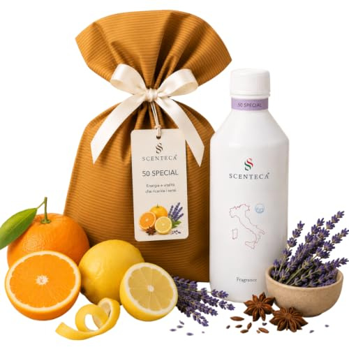 SCENTECA Recarga para difusores de nebulización fragancia 50 Special, ambientador con aceites esenciales de naranja dulce de Sicilia, limón y lavanda, para casa y oficina, 250 ml