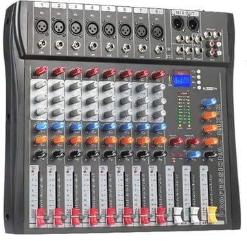 Contrôleur DJ Console de mixage Audio à 8 canaux, carte son, réverbération USB for PC, Studio de scène, DJ, contrôleur de scène, surveillance