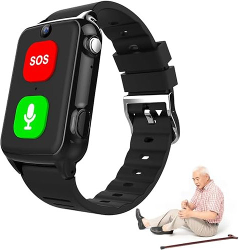 UKLULUAMZ Reloj inteligente con alarma para ancianos con botón de emergencia SOS, reloj de posicionamiento GPS impermeable con cámara, seguimiento de ubicación