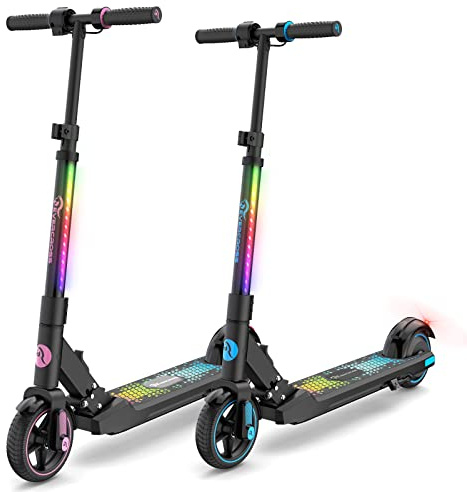 EVERCROSS EV06C Elektroscooter, 6,5'' Faltbarer E Scooter für Kinder 6-12 Jahren, bis zu 15 km/h & 8 km, LED Display, Bunte Leuchten, Leichter Elektroroller Kinder